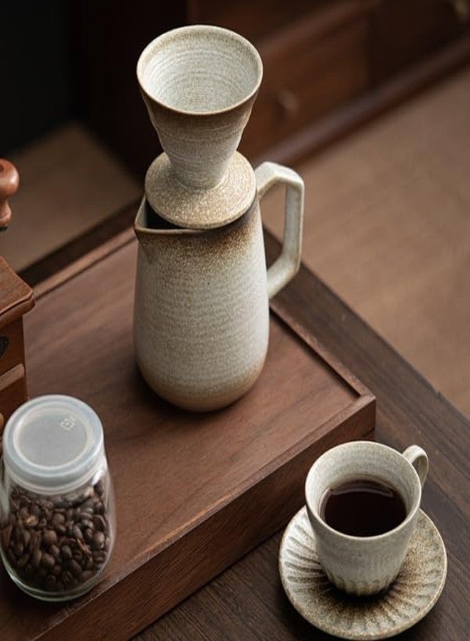 HYAXGM ماكينة تحضير القهوة بالتقطير من HYAXGM، ماكينة قهوة سيراميك مع 100 فلتر ورقي، قمع تقطير قهوة بالتقطير سعة 480 مل (لون ذهبي كلاسيكي) - Image 4